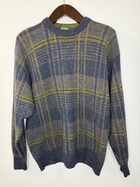 Byford Wool Plaid Knit Sweater Men's L Crew Neck Preppy